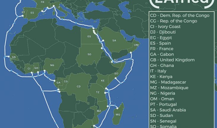 Internet : Plusieurs multinationales lancent un câble de 37.000 km autour de l’Afrique