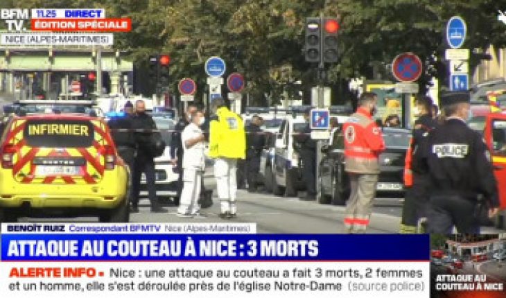 France : trois morts , dont un égorgé , dans l’attaque terroriste contre une basilique  à Nice