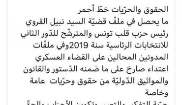 الإخواني نورالدين البحيري يعتبر مواصلة إيقاف نبيل القروي اعتداءا على الدستور الإخواني نورالدين البحيري يعتبر مواصلة إيقاف نبيل القروي اعتداءا على الدستور